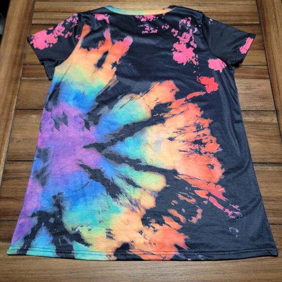 Black/Rainbow Tie-Dye SS V-Neck Tee "Smooth As Tennessee Whiskey.." - Junior XL - Picture 3 of 5